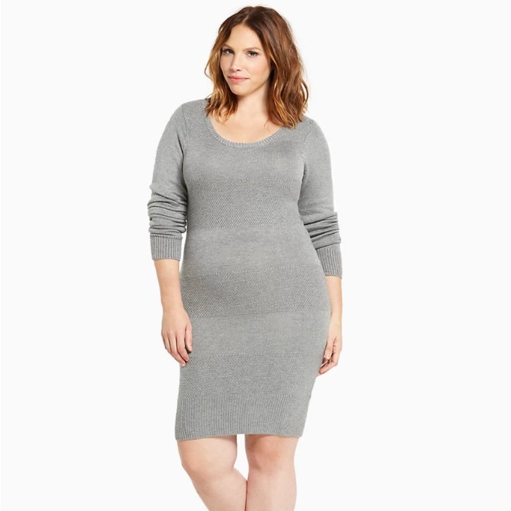 Torrid Grey Long Sleeve Sweater Dress Plus Size 1X‎